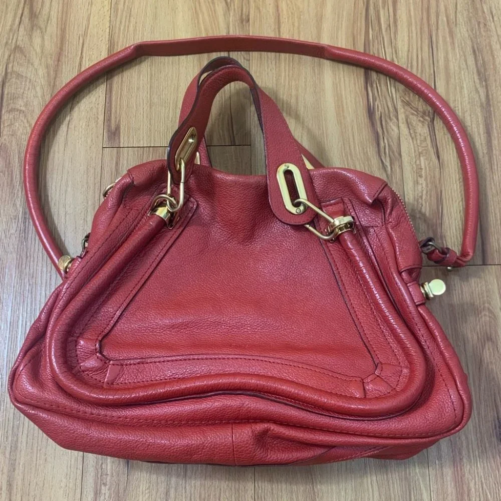 Chloé Paraty Shoulder Red Leather Bag